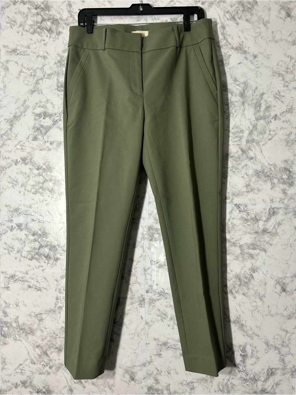 LOFT Olive Green Cropped Straight-Leg Pants